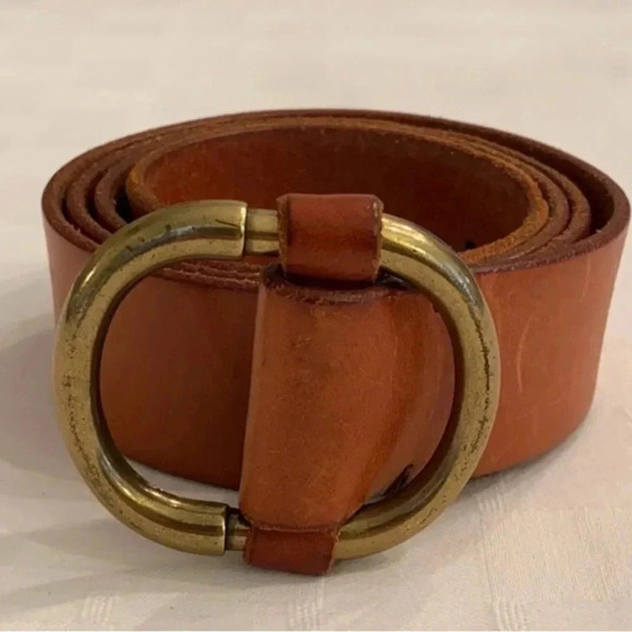 Gap Vintage Tobacco Brown British Distressed Leather
Belt with Brass Buckle XS - Picture 1 of 16
